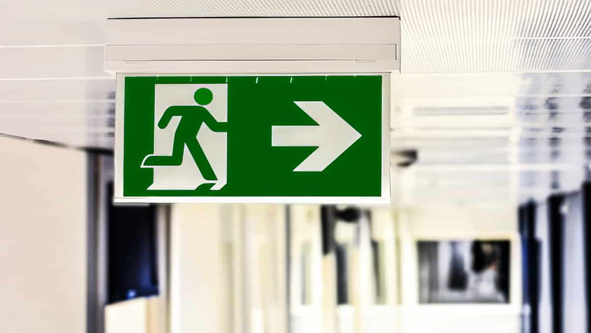 Emergency Lighting Banner Image - Hanging Exit Sign