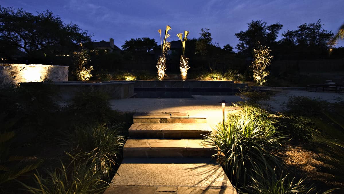 A Garden Lit Up by IP Certified Lighting