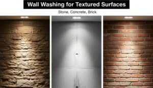 Wall washing for textured vertical surfaces