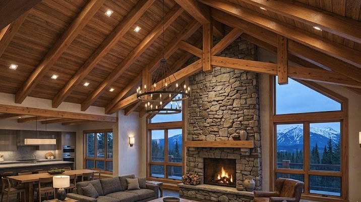 pot lights in vaulted ceiling