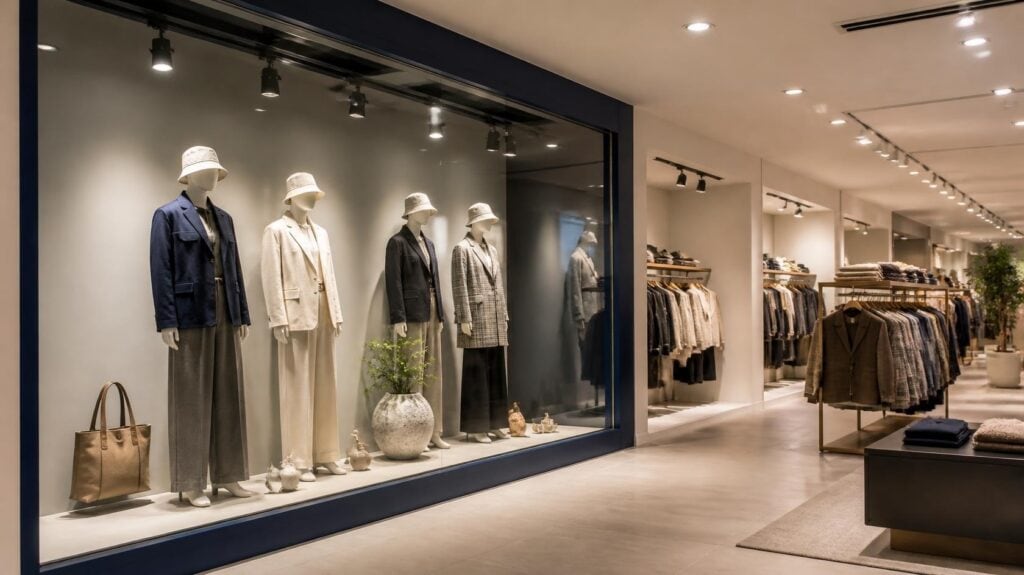 Track retail accent lighting for clothing store window display