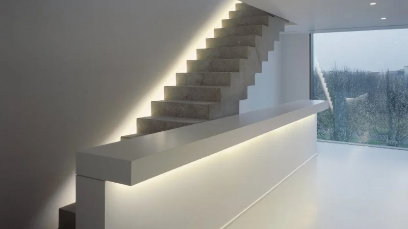 El tamaño de la escalera y el lugar donde desea instalar las luces juegan un papel crucial a la hora de seleccionar el diseño de la iluminación.